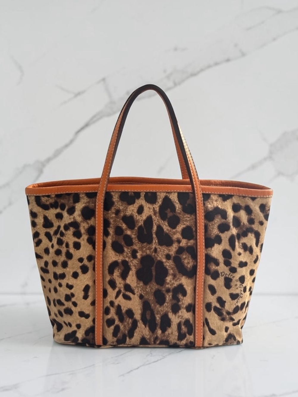 Dolce & Gabbana Leopard Print Canvas Leatherā Trim Tote Italy - Picture 5 of 8